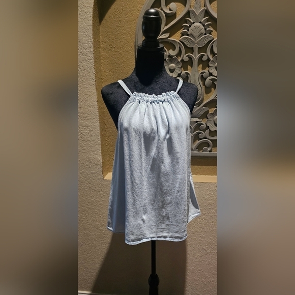 Time And Tru Tie Halter Light Denim Blue Wash Large Lightweight - Picture 1 of 6